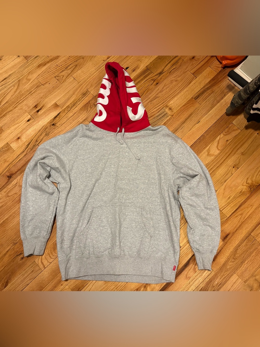 Supreme hoodie size L Gray Hoodie with Red Hood and White Logo